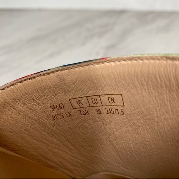 Stuart Weitzman Cayman 35 Square Toe Multicolor Block Heel Sandal 7 1/2 B - Picture 8 of 11